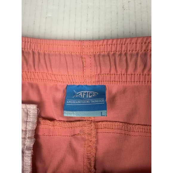 AFTCO Fishing Shorts Coral  Women's L Elastic Waist Pockets Quick Dry 3.5" In - Picture 4 of 6